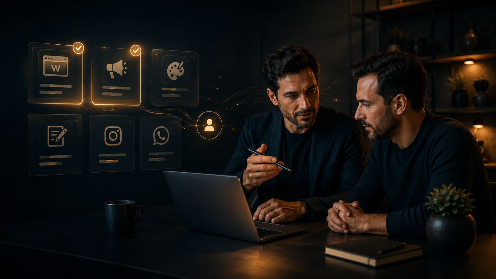Dos personas evaluando opciones y siguiente paso recomendado
